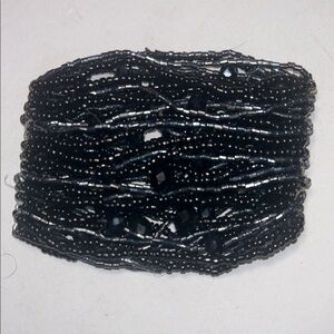 Black Seed Bead Multi-Strand Stretch Bracelet